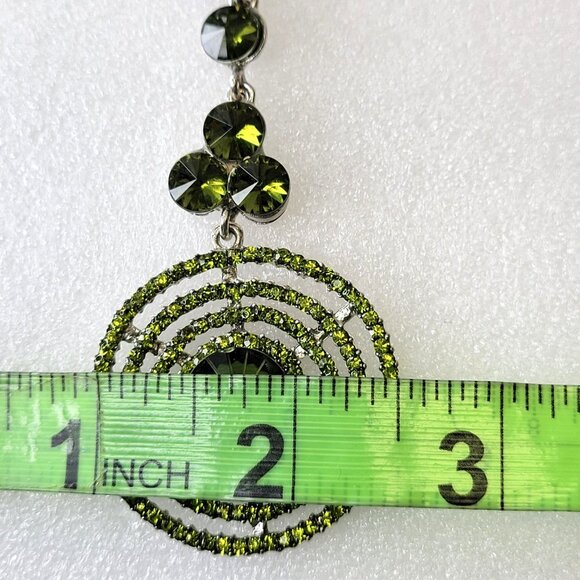 Green Chandelier Long Drop Earrings - Picture 8 of 11